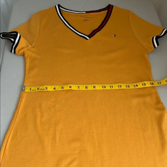 TOMMY HILFIGER Mustard V-Neck Dress. - Picture 9 of 13